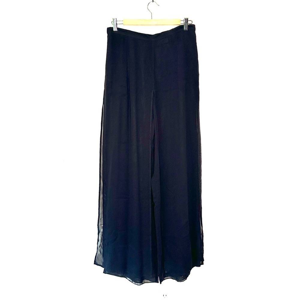 Cache | Black Flowy Layered Sheer Pants Size 12
